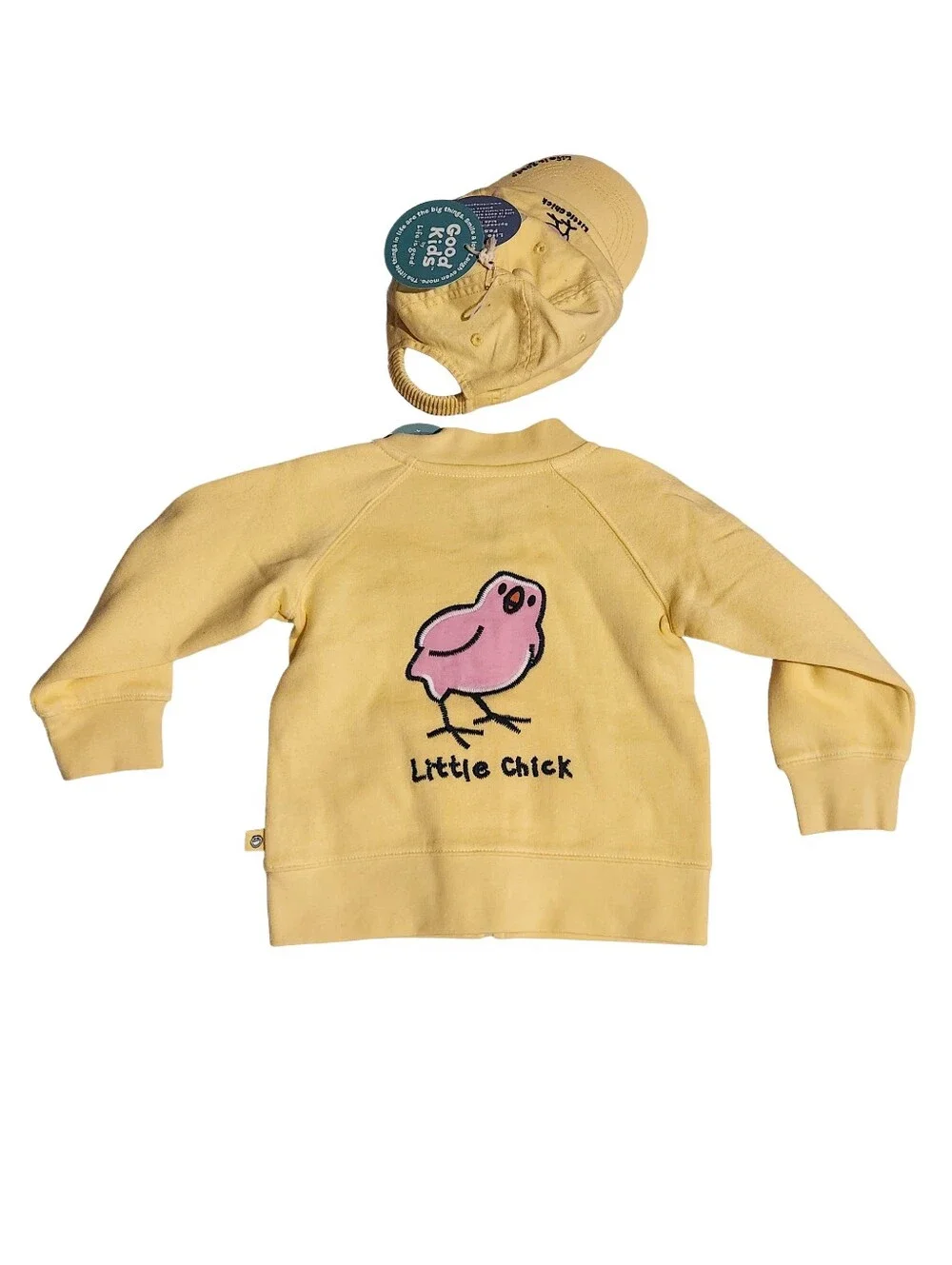 Life is Good NWT Baby Girl 18-24M Yellow Little Chick Zip Jacket Hat Set Cotton